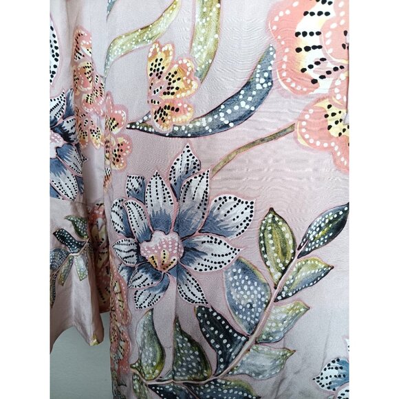 Stone Cold Fox Besos Short Robe, 100% Silk, Light Pink, Floral Medium/Large READ - Picture 6 of 8